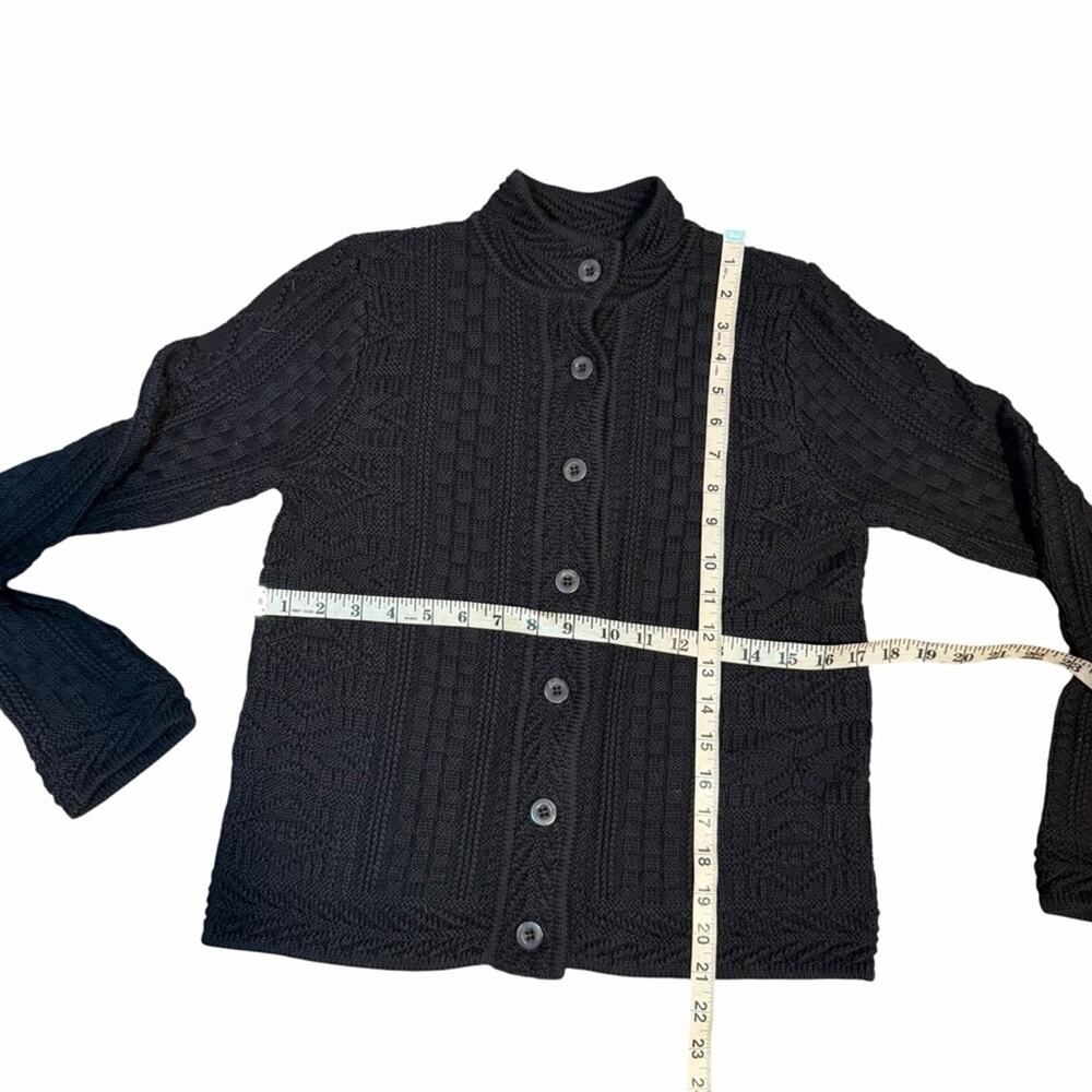 L.L. Bean Textured Cable Knit Womens Cardigan Black Size Medium - Picture 4 of 7